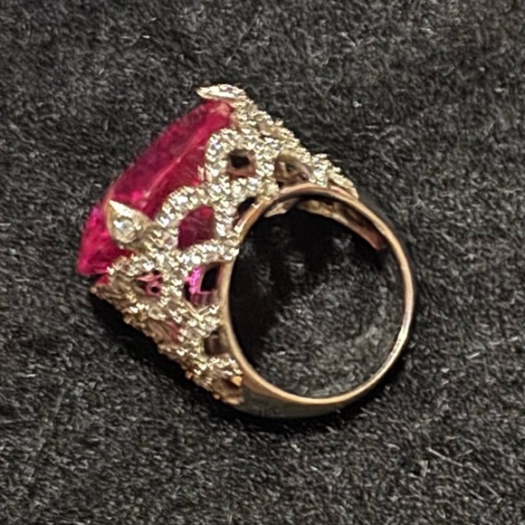 Charles Winston Ruby Pear CZ Sterling Silver Ring - Size 7 EUC - Picture 7 of 10